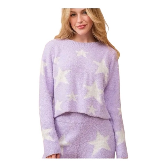 Blue B Purple Star Print Sweater and Pants Set - Picture 3 of 4